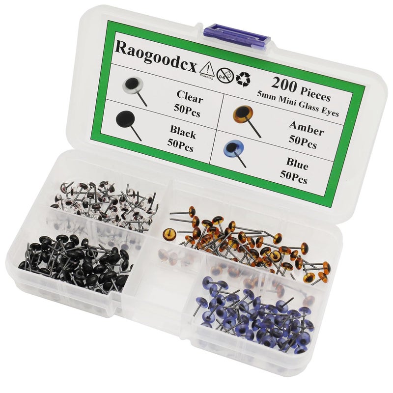 Raogoodcx 200pcs Mini Glass Black/Blue/Amber/Clear Eyes Kits for Teddy Puppets Dolls Wool Felting Crafts - Image 4